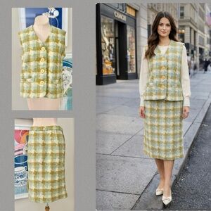 Vintage Handmade Plaid Vest & Skirt Set – Fully Lined